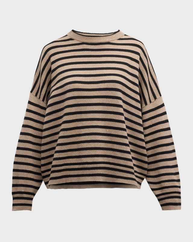 Stripe paillette Cashmere Wool Sweater